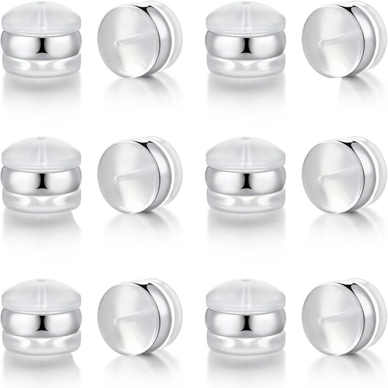 Formulen Silicone Earring Backs, 18K Gold Plated, Secure Locking for Heavy Earrings, Hypoallergenic Clear White - Image 1